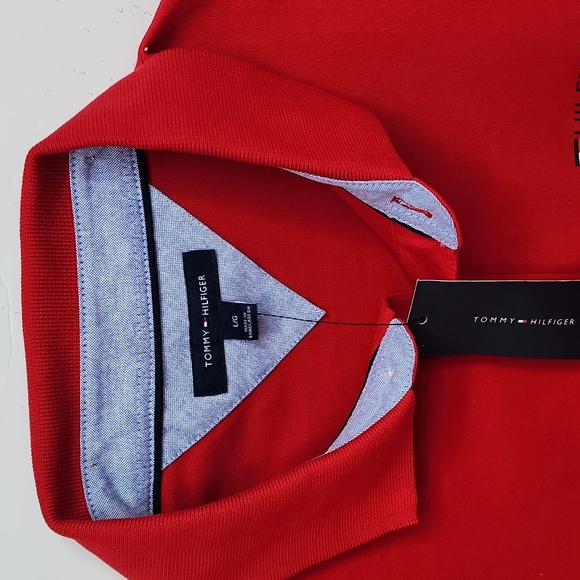 TOMMY HILFIGER POLO SHIRT, RED SIZE LARGE (L) - Picture 7 of 12